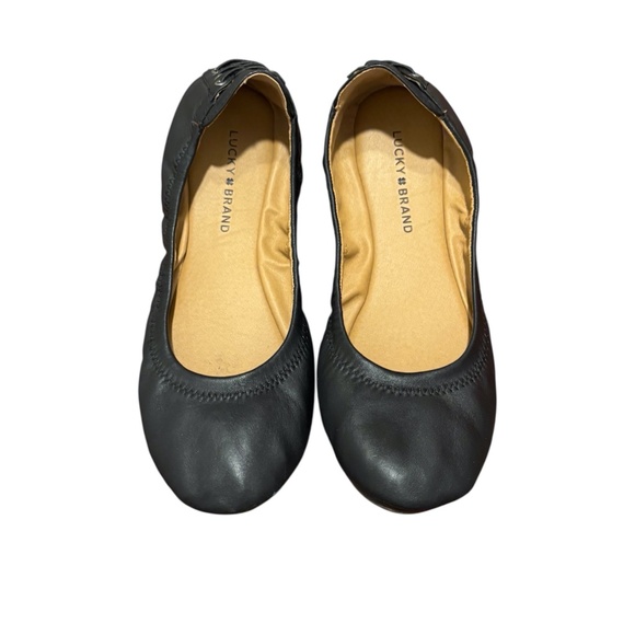 Lucky Brand Echo Leather Ballet Flat in Black Size 9 - Picture 1 of 11